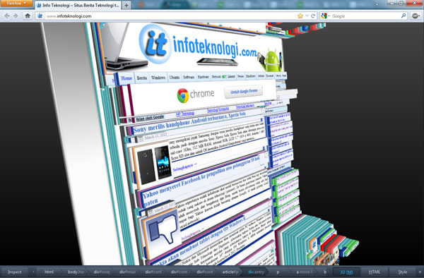 Firefox 11 Page Inspector 3D view