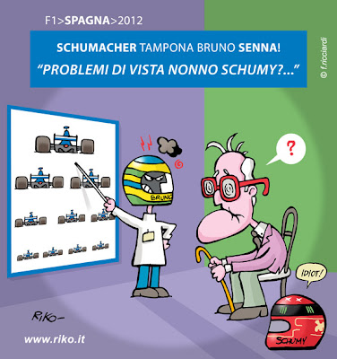 Бруно Сенна и Михаэль Шумахер сталкиваются на Гран-при Испании 2012 - комикс Riko