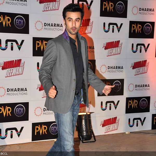 Ranbir Kapoor gestures towards ...