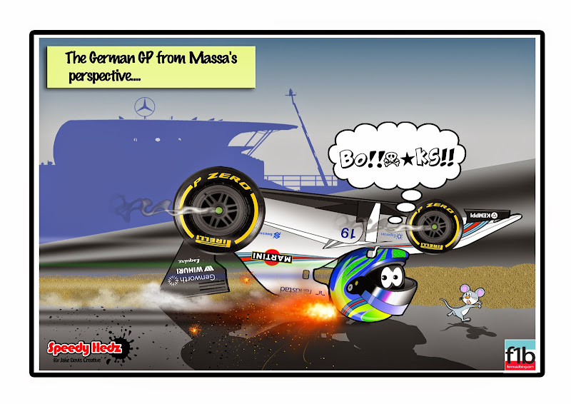 Фелипе Масса вверх ногами в Williams - комикс SpeedyHedz по Гран-при Германии 2014