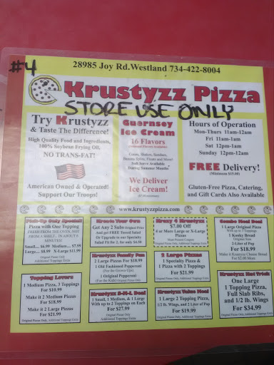 Pizza Restaurant «Krustyzz Pizza», reviews and photos, 28985 Joy Rd, Westland, MI 48185, USA