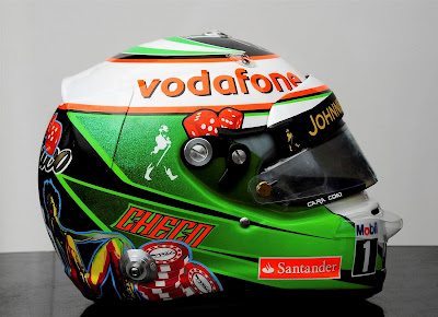 шлем Серхио Переса с фишками для Гран-при Монако 2013