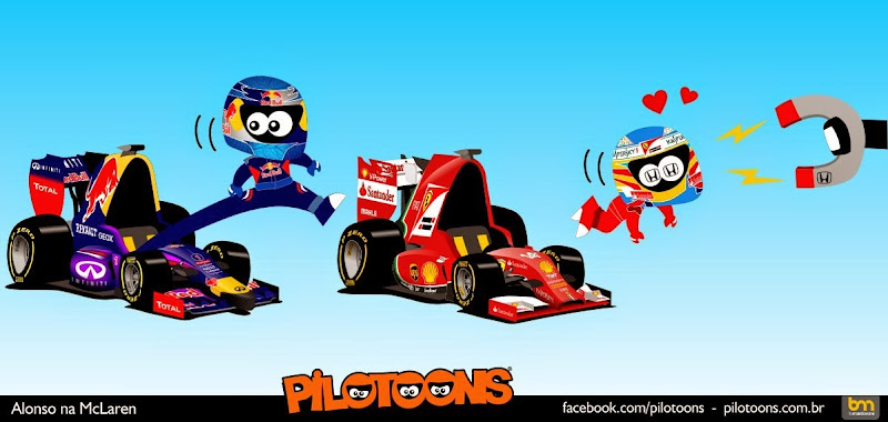 Себастьян Феттель занимает место Фернандо Алонсо в Ferrari - комикс pilotoons