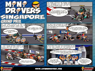 комикс MiniDrivers по гонке на Гран-при Сингапура 2014