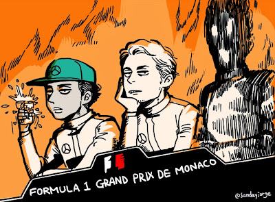 неловкая пресс-конференция после квалификации Гран-при Монако 2014 - комикс Sunday Jorge