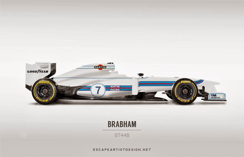 современный болид в раскраске Brabham BT44B - Escape Artist Design