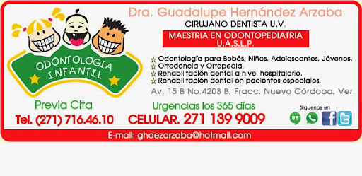 *** Odontología Infantil *** Dra Hernández Arzaba, Avenida 15 B Número 4203 B, Fracc. Nuevo Córdoba, 94550 Córdoba, Ver., México, Ortodoncista | VER