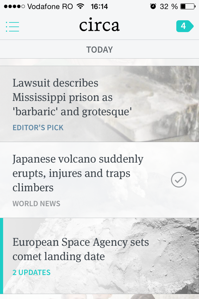 Circa News on iOS: Today view