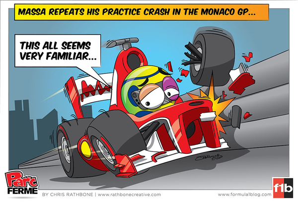 Фелипе Масса разбивает Ferrari - комикс Chris Rathbone по Гран-при Испании 2013