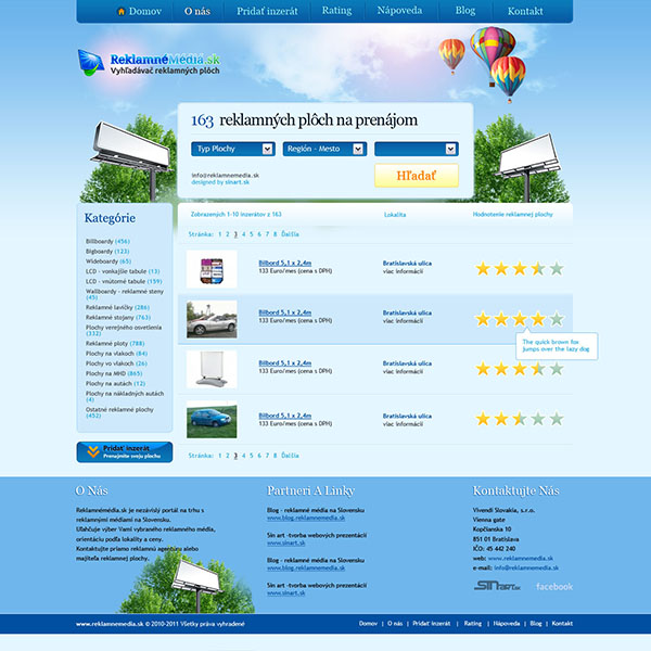 advertisement media website design