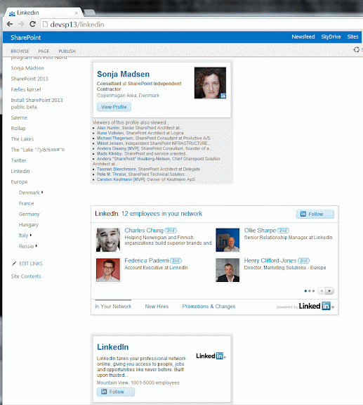 SharePoint 2013 Linkedin