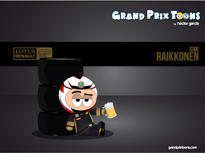 Кими Райкконен с кружкой пива на тестах за Lotus - Grand Prix Toons