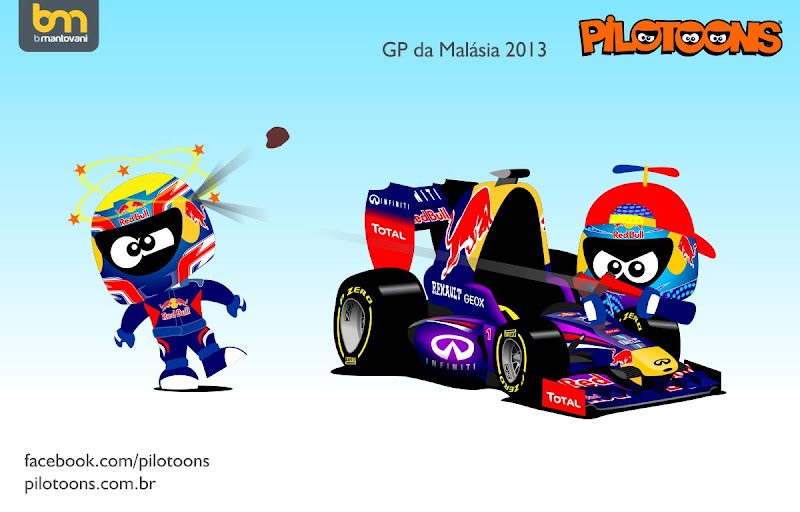 Марк Уэббер и Себастьян Феттель - pilotoons по Гран-при Малайзии 2013