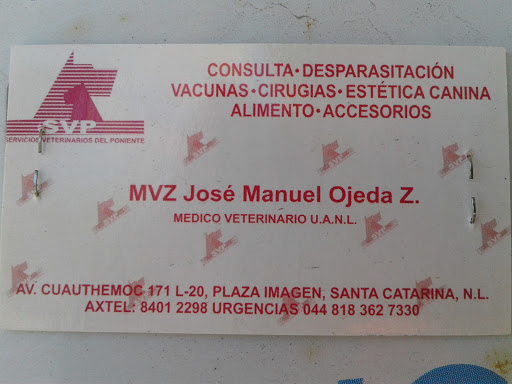 Servicios Veterinarios del Poniente, Avenida Cuauhtémoc 171, Local 20, Residencial Cuauhtémoc, 66145 Cd Santa Catarina, N.L., México, Veterinario | GTO