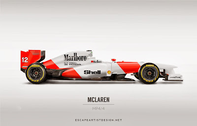 современный болид в раскраске McLaren MP4-4 - Escape Artist Design