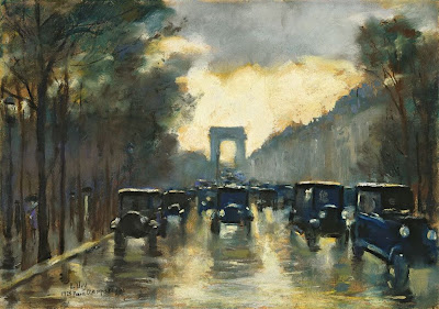 Lesser Ury - Champs-Elysees mit Arc de Triomphe 1928