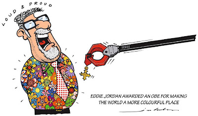 Эдди Джордан получает орден Офицера Британской Империи - комикс Jim Bamber