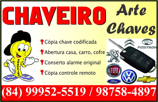 Artes Chaves, R. Bento Gonçalves, 3452 - Candelária, Natal - RN, 59065-110, Brasil, Chaveiro, estado Rio Grande do Norte