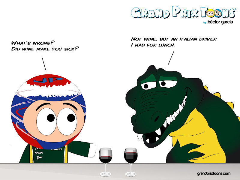Виталий Петров и крокодил Caterham - комикс Grand Prix Toons