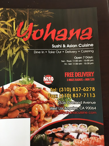 Japanese Restaurant «Yohana Sushi & Asian Cuisine», reviews and photos, 2536 Overland Ave, Los Angeles, CA 90064, USA