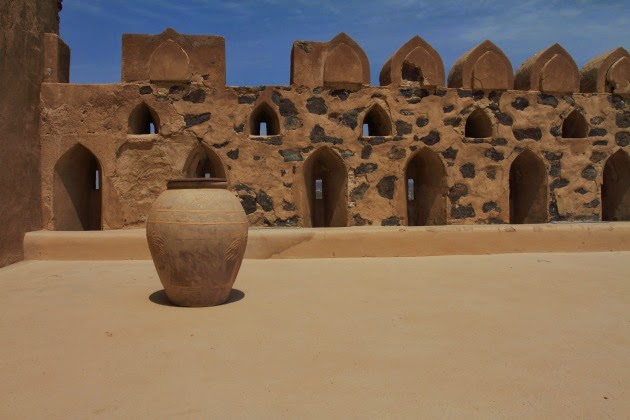 Pot on the roof of Jabrin Castle, Oman