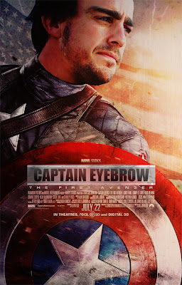 фотошоп Фернандо Алонсо в постере фильма Капитан Америка