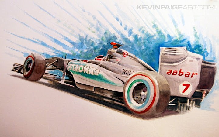 Михаэль Шумахер Mercedes - акварельный рисунок от Kevin Paige