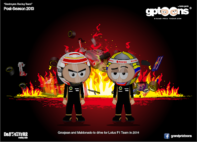 Destroyers Racing Team - Пастор Мальдонадо и Ромэн Грожан в Lotus - комикс Grand Prix Toons