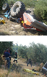 Morto schiacciato dal ribaltamento del trattore Morto schiacciato dal ribaltamento del trattore