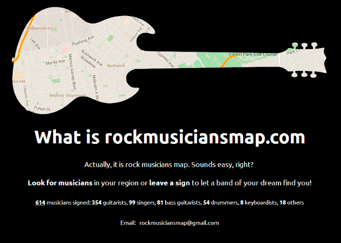 Страница статистики на карте рок-музыкантов rockmusiciansmap.com