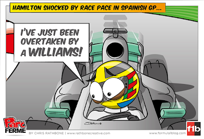 Льюис Хэмилтон за рулем Mercedes - комикс Chris Rathbone по Гран-при Испании 2013