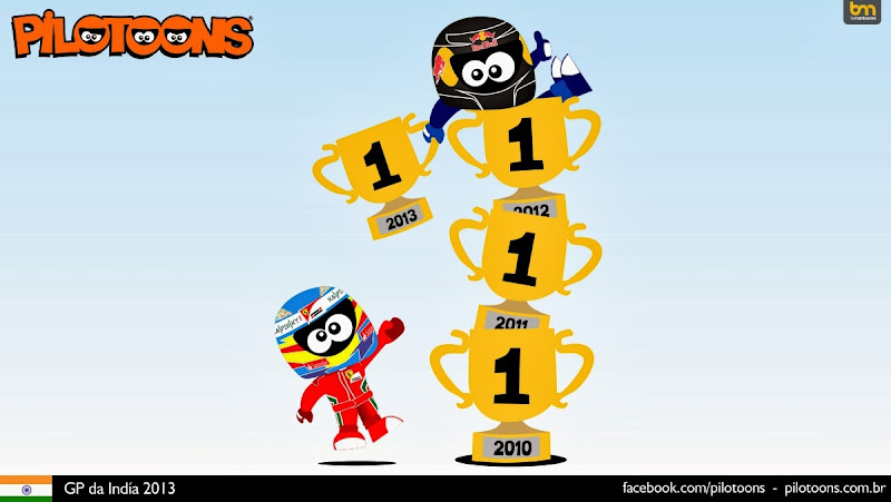 Себастьян Феттель завоевывает 4-ый титул - комикс pilotoons по Гран-при Индии 2013