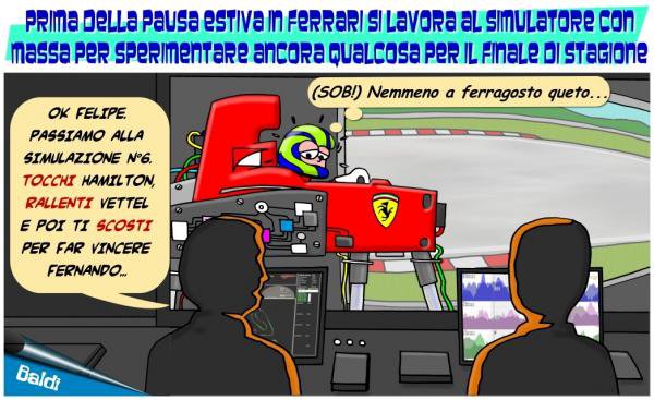 Фелипе Масса и Ferrari отрабатывают командную тактику на симуляторе - комикс Baldi