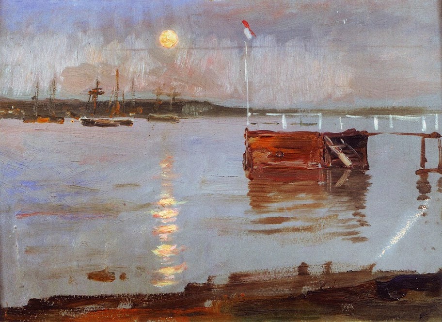 Albert Edelfelt - Haikko Jetty in the Moonlight