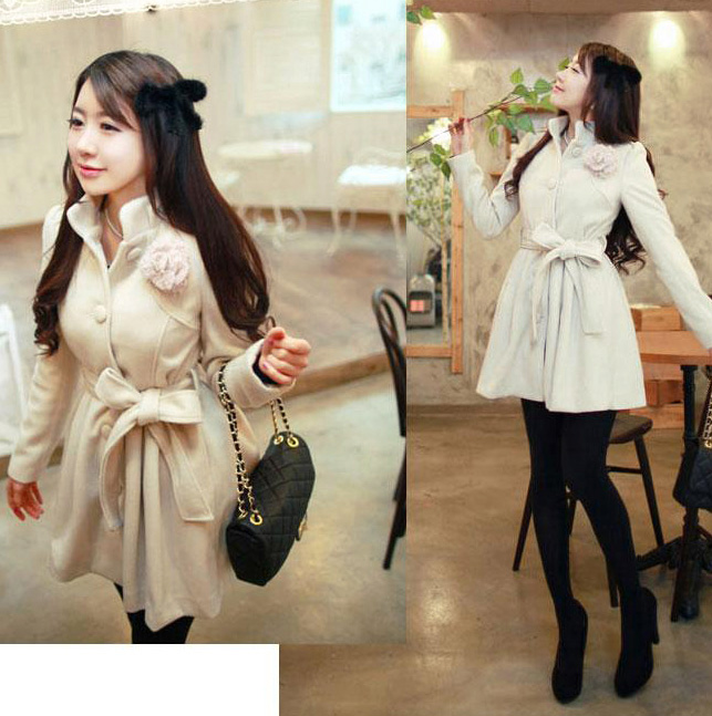 HH-128504 Размер-L пальто-белого цвета (с поясом) - glam-girls.ru