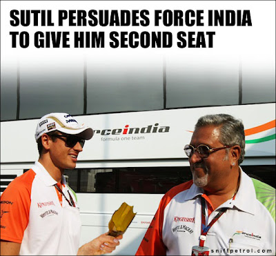 Адриан Сутиль убеждает Виджея Малью отдать ему место в Force India на сезон 2013 - фотошоп Sniff Petrol