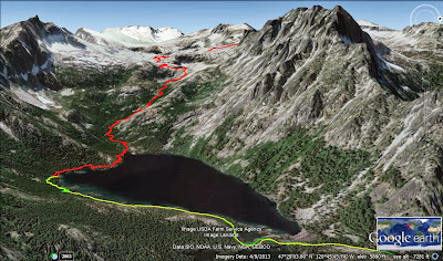 Trail around Snow Lake.  Campsite near the west end, then we headed up into the upper basin of the Enchantments on Monday