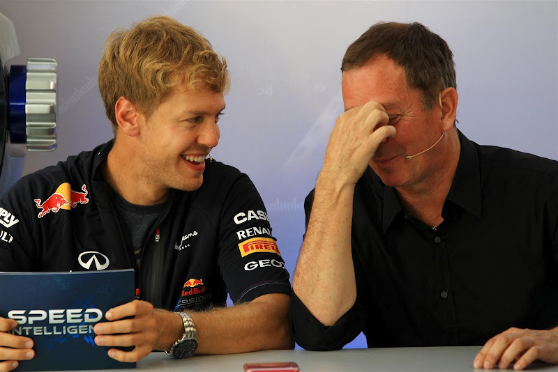 Мартин Брандл и Себастьян Феттель в викторине Speed and Intelligence на Гран-при Италии 2012