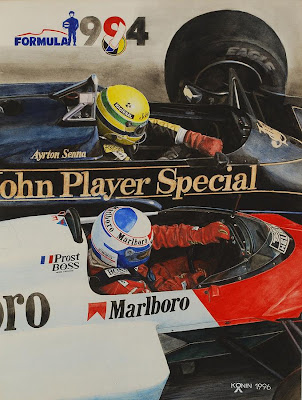 Айртон Сенна и Алан Прост на Lotus и McLaren - Битва Титанов - картина Олега Конина