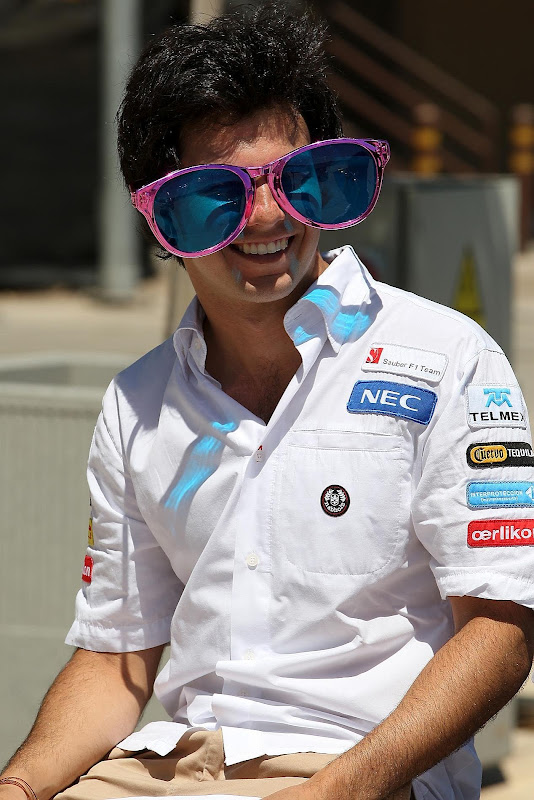 Серхио Перес в гигантских очках на Гран-при Европы 2012