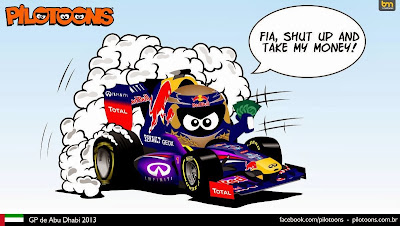 Себастьян Феттель предлагает деньги FIA - комикс pilotoons по Гран-при Абу-Даби 2013