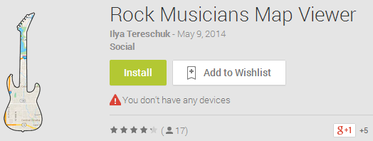 Приложение Rock Musicians Map для Android