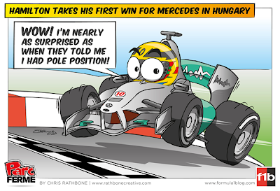Льюис Хэмилтон одерживает первую победу за Mercedes на Гран-при Венгрии 2013 - комикс Chris Rathbone