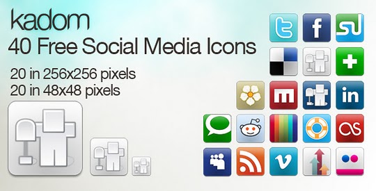 17Beautiful Social media Icon sets for Bloggers Kadom+Social+media+icon+set