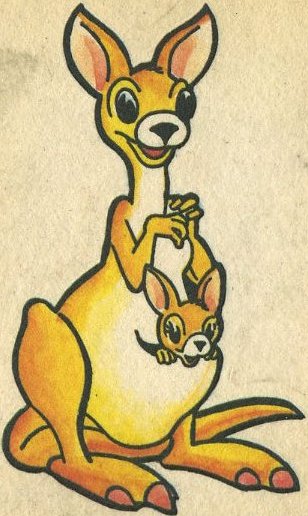 Dibujo de un canguro hembra con su cria Dibujo de un canguro hembra con su cria