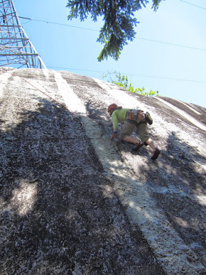 Sara climbing Ferret's Folly (5.7)