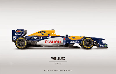 современный болид в раскраске Williams FW14 - Escape Artist Design