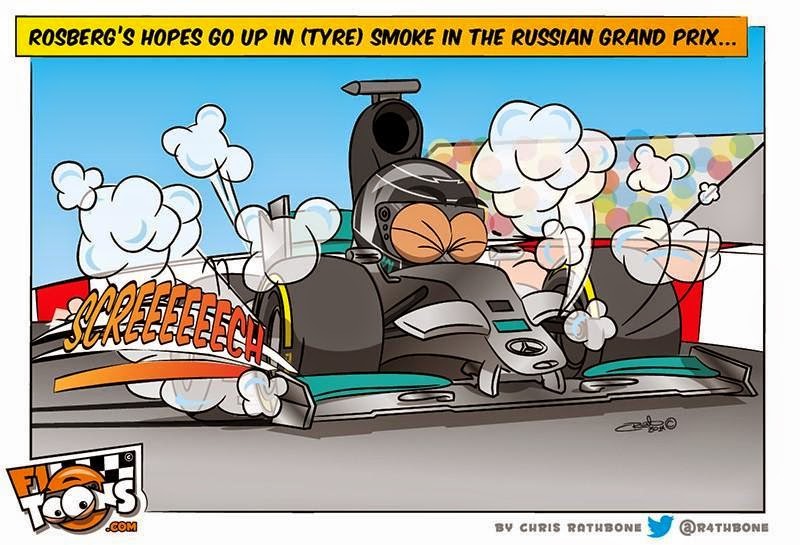 Нико Росберг перетормаживает в Сочи - комикс Chris Rathbone по Гран-при России 2014
