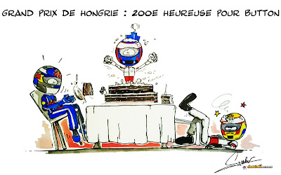 Дженсон Баттон побеждает на своем 200-ом Гран-при на Хунгароринге - комикс от Quentin Guibert по Гран-при Венгрии 2011