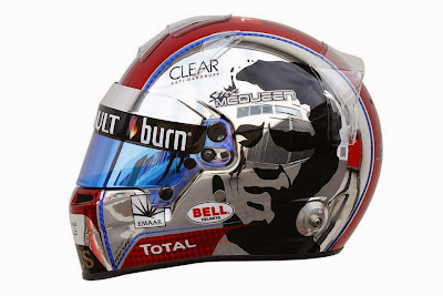 шлем Ромэна Грожана с символикой Стива Маккуина на Гран-при США 2013